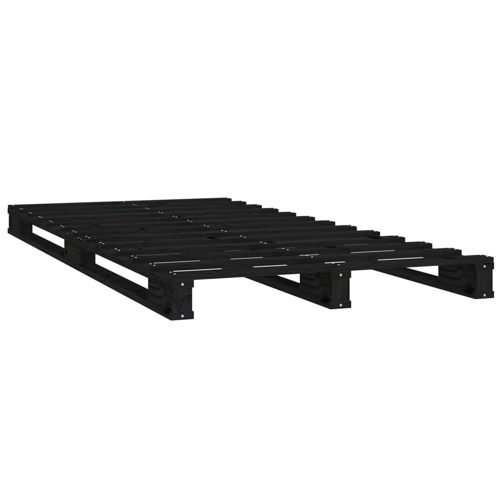 vidaXL Bed Frame without Mattress Black 75x190 cm Small Single Solid Wood Pine