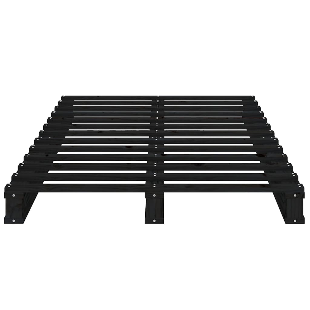 vidaXL Bed Frame without Mattress Black 75x190 cm Small Single Solid Wood Pine