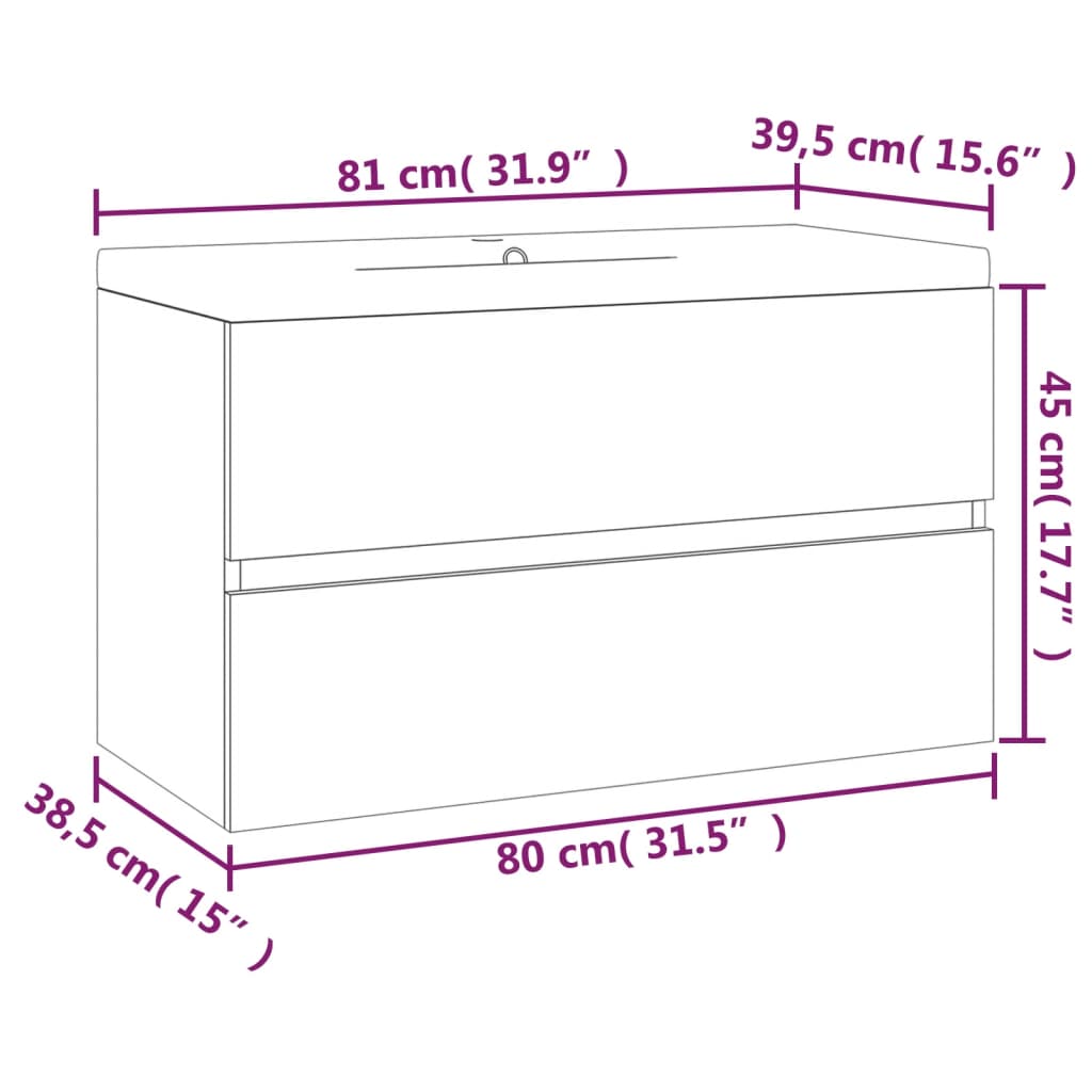 vidaXL Sink Cabinet with Built-in Basin Smoked Oak Engineered Wood