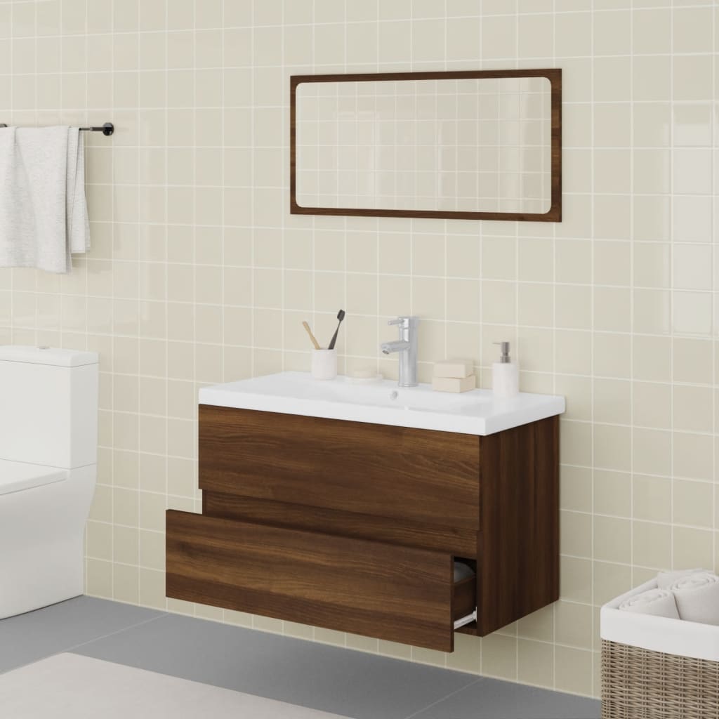 vidaXL Bathroom Furniture Set Brown Oak Engineered Wood