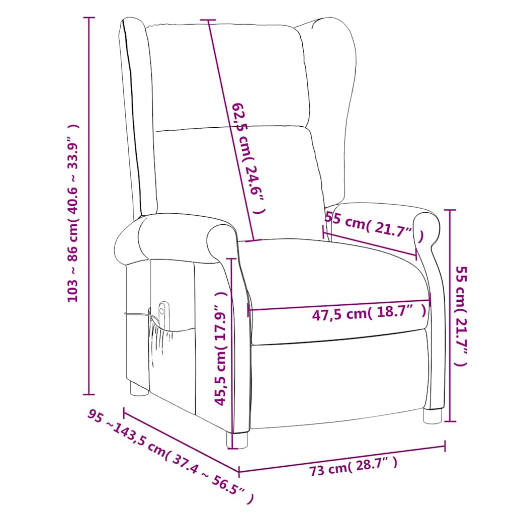 Massage Chair Dark Brown Fabric
