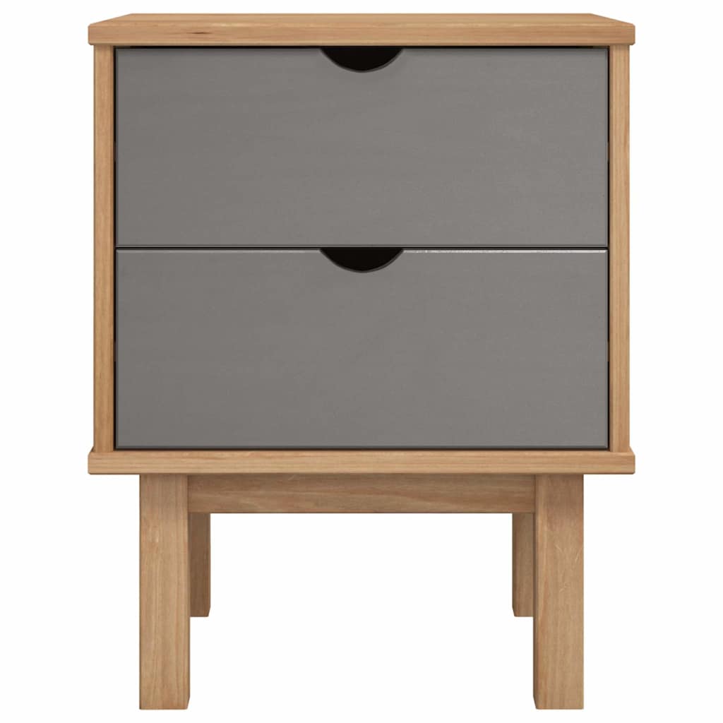 Bedside Cabinet "OTTA" Brown&Grey 45x39x57 cm Solid Wood Pine