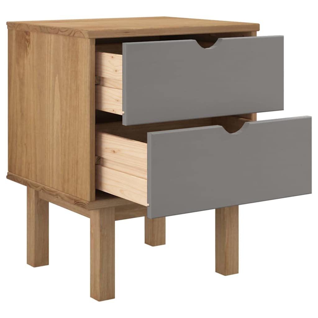 Bedside Cabinet "OTTA" Brown&Grey 45x39x57 cm Solid Wood Pine