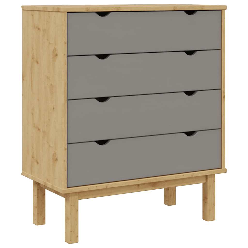 Drawer Cabinet OTTA Brown&Grey 76.5x39.5x90cm Solid Wood Pine