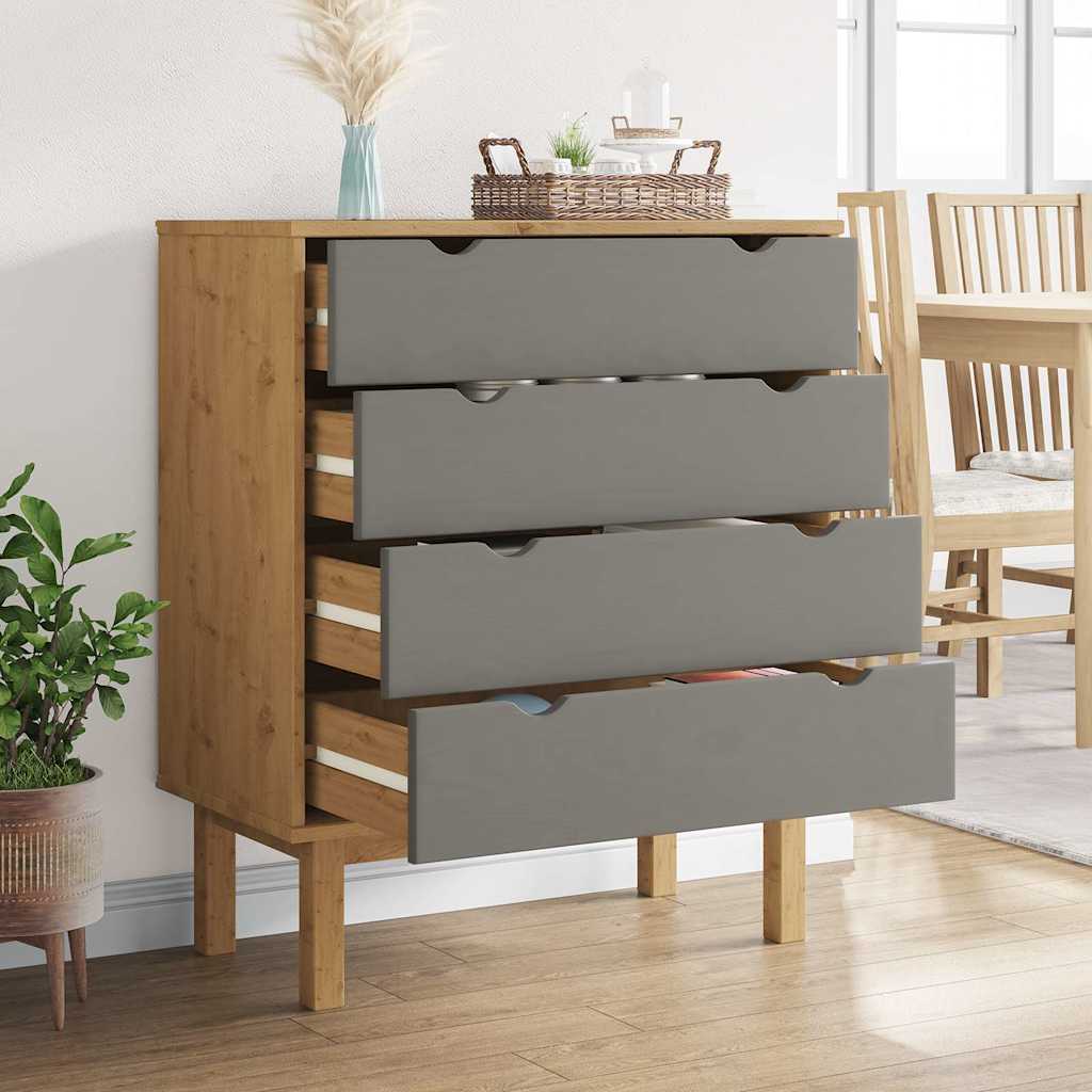 Drawer Cabinet OTTA Brown&Grey 76.5x39.5x90cm Solid Wood Pine