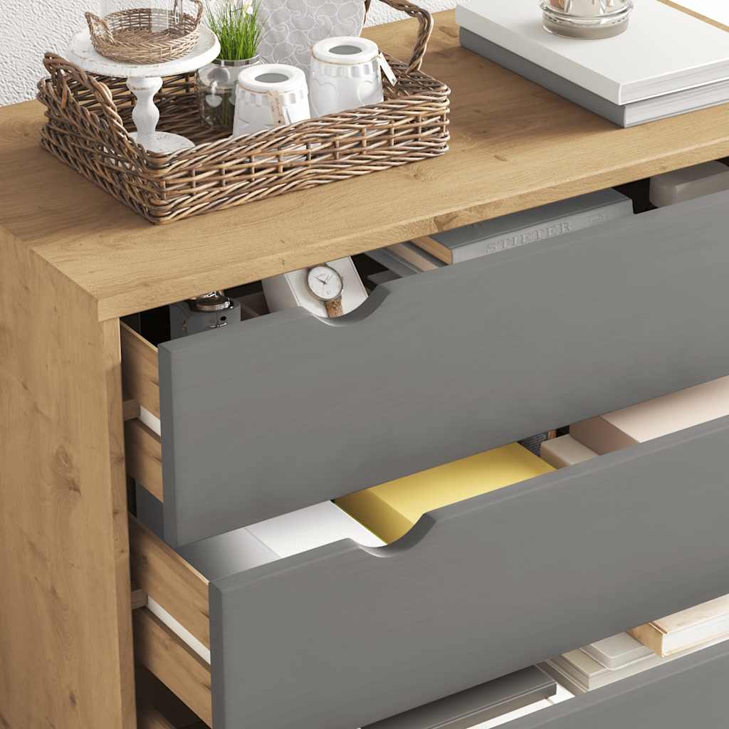 Drawer Cabinet OTTA Brown&Grey 76.5x39.5x90cm Solid Wood Pine