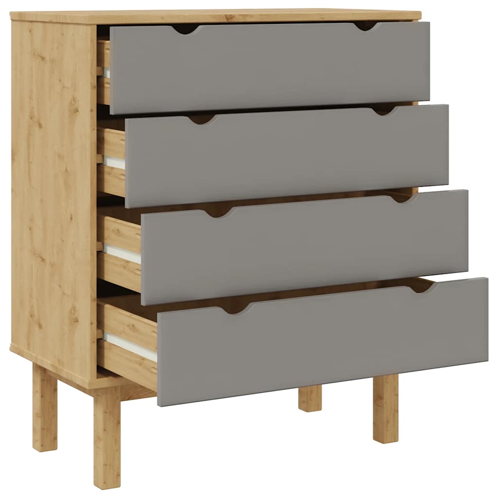 Drawer Cabinet OTTA Brown&Grey 76.5x39.5x90cm Solid Wood Pine