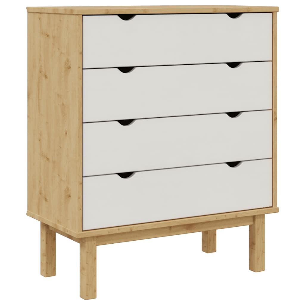 Drawer Cabinet OTTA Brown&White 76.5x39.5x90cm Solid Wood Pine