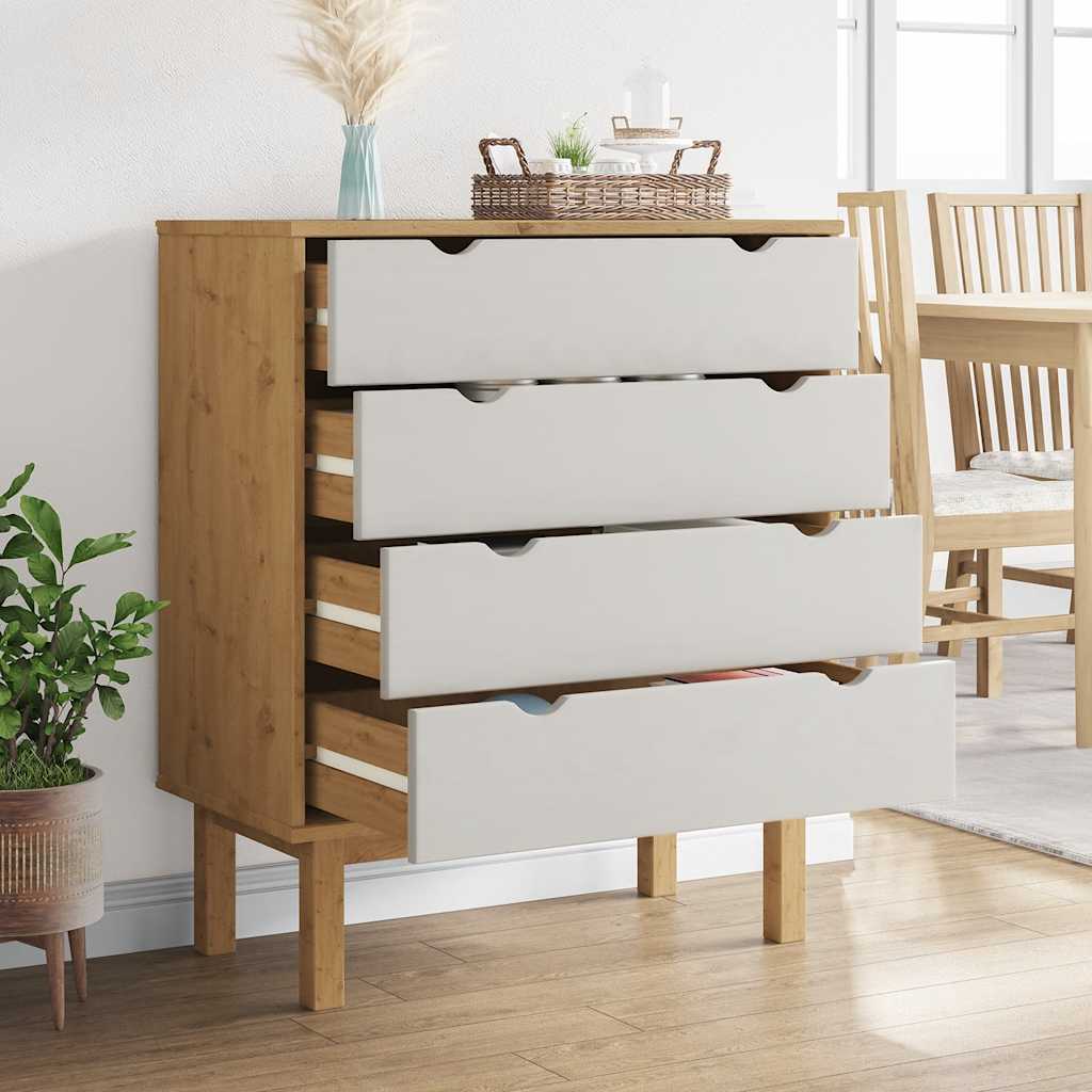 Drawer Cabinet OTTA Brown&White 76.5x39.5x90cm Solid Wood Pine