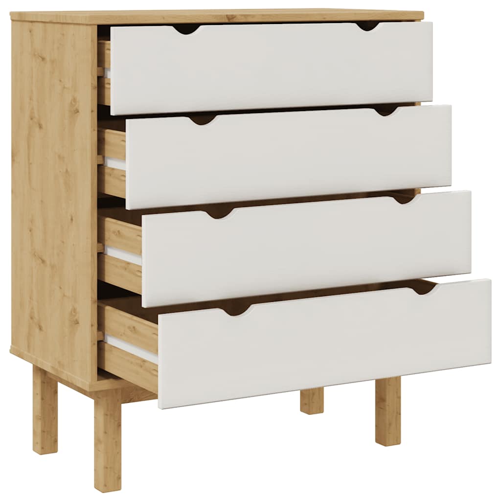 Drawer Cabinet OTTA Brown&White 76.5x39.5x90cm Solid Wood Pine