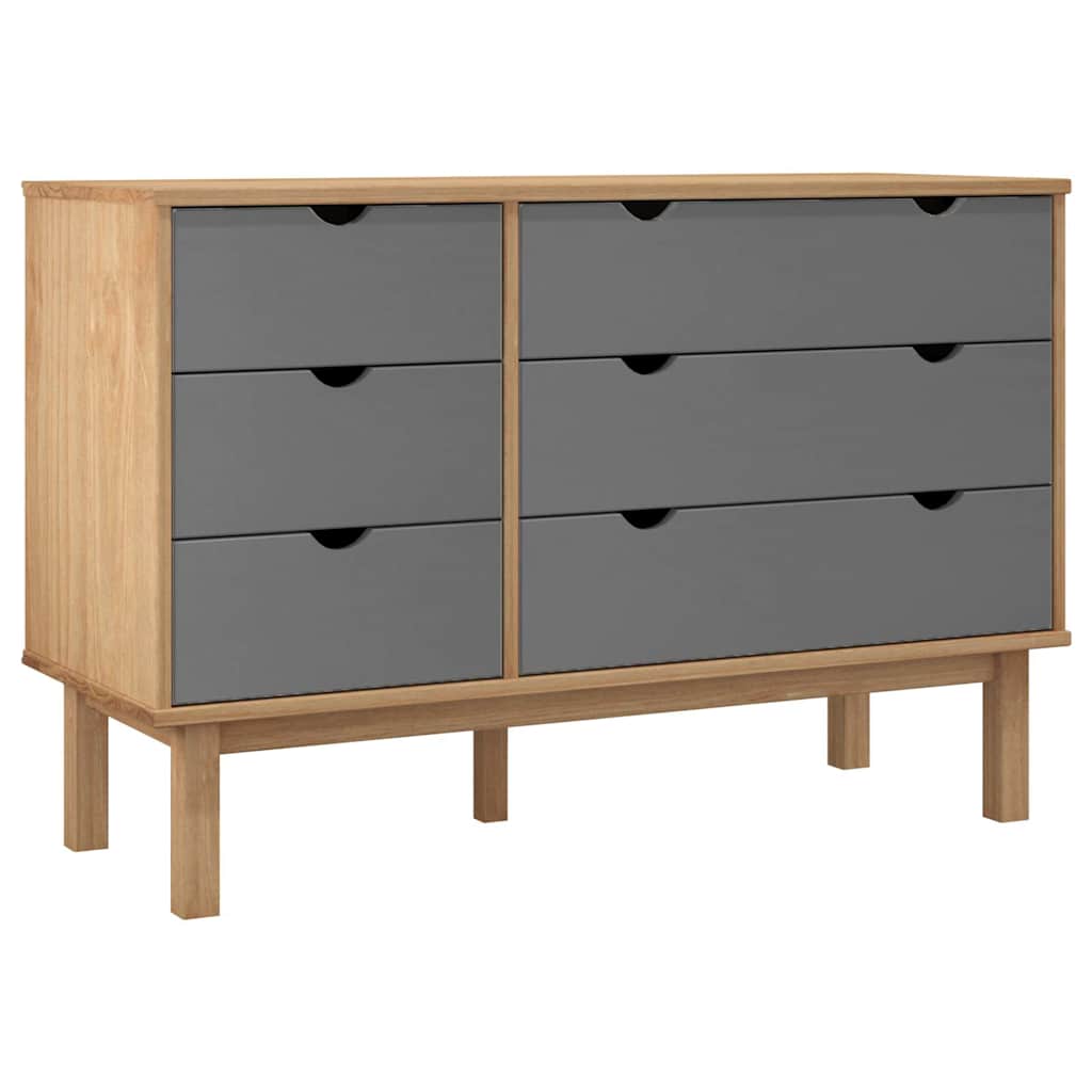 Drawer Cabinet"OTTA" Brown&Grey 111x43x73,5 cm Solid Wood Pine