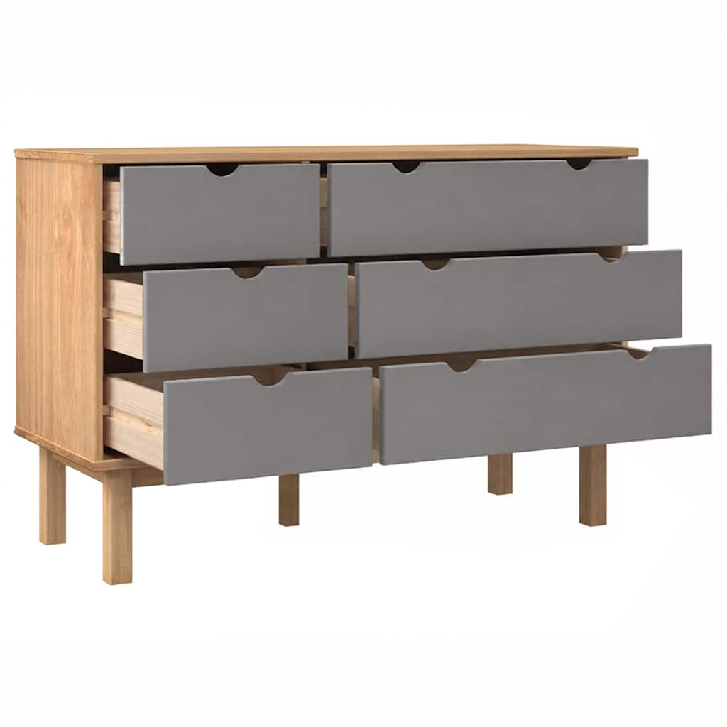 Drawer Cabinet"OTTA" Brown&Grey 111x43x73,5 cm Solid Wood Pine