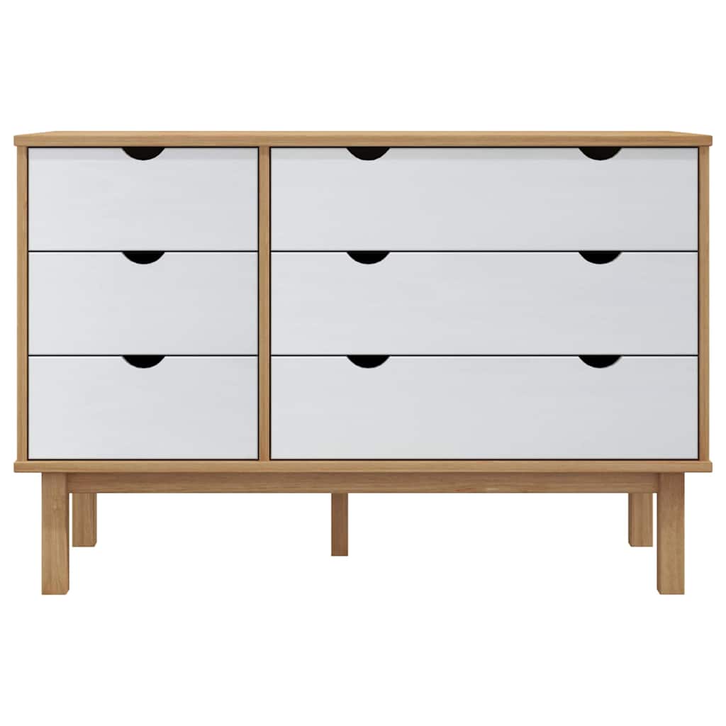 Drawer Cabinet"OTTA"Brown&White 111x43x73,5 cm Solid Wood Pine