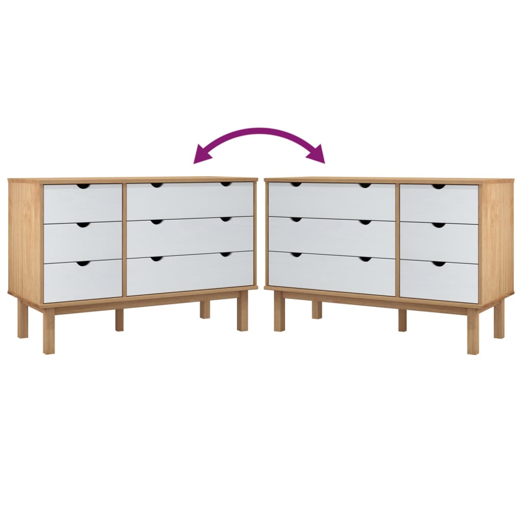 Drawer Cabinet OTTA Brown&White 111x43x73.5cm Solid Wood Pine