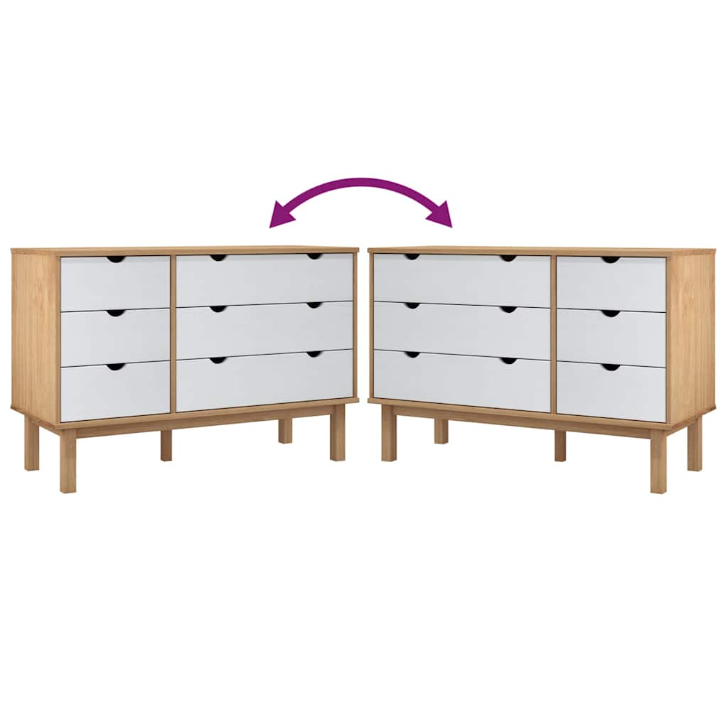 Drawer Cabinet"OTTA"Brown&White 111x43x73,5 cm Solid Wood Pine