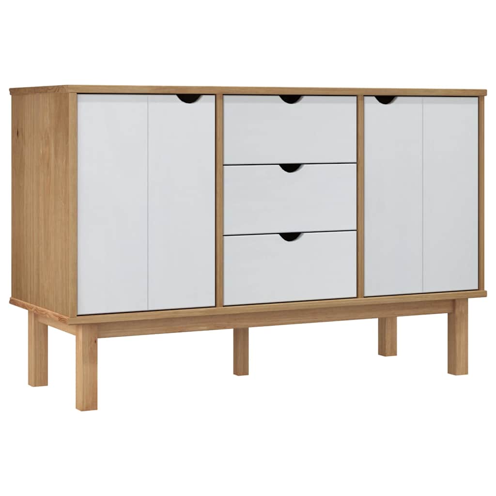 Sideboard "OTTA" Brown and White 113,5x43x73 cm Solid Wood Pine