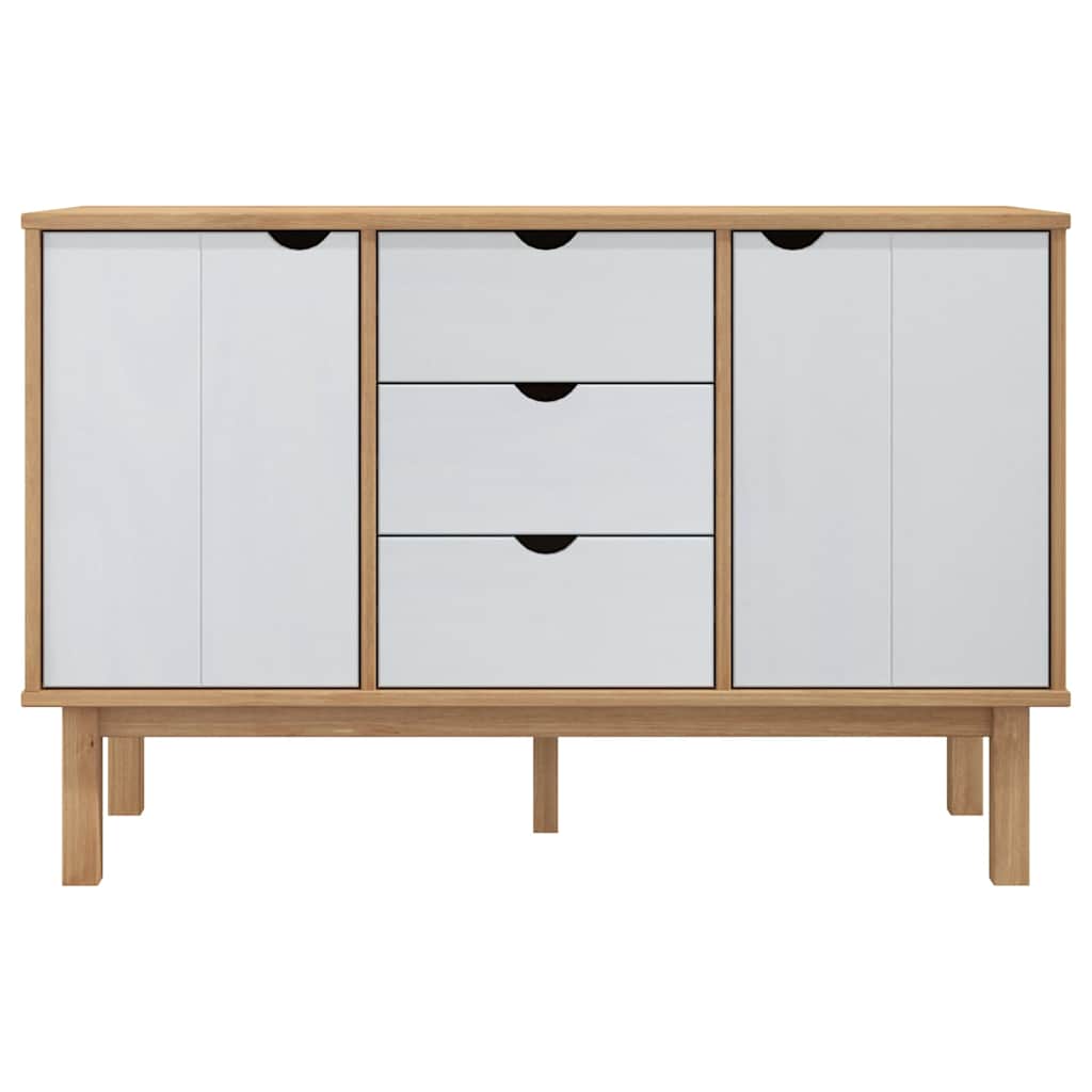 Sideboard "OTTA" Brown and White 113,5x43x73 cm Solid Wood Pine