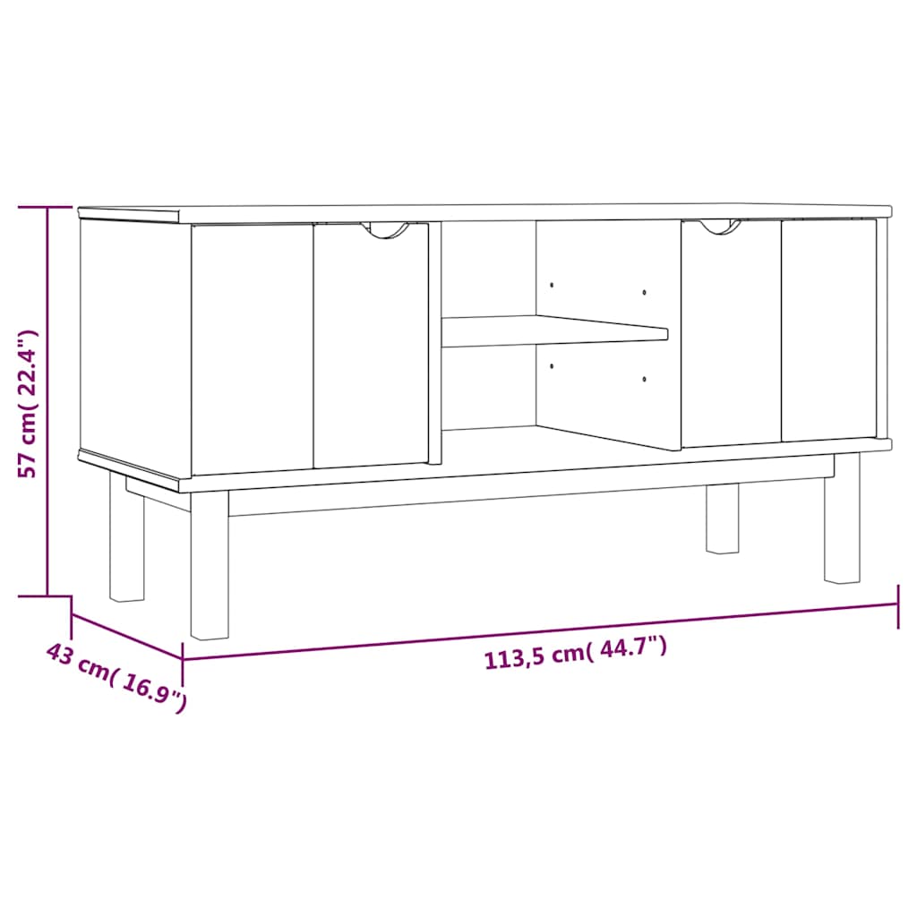 TV Cabinet "OTTA" 113,5x43x57 cm Solid Wood Pine
