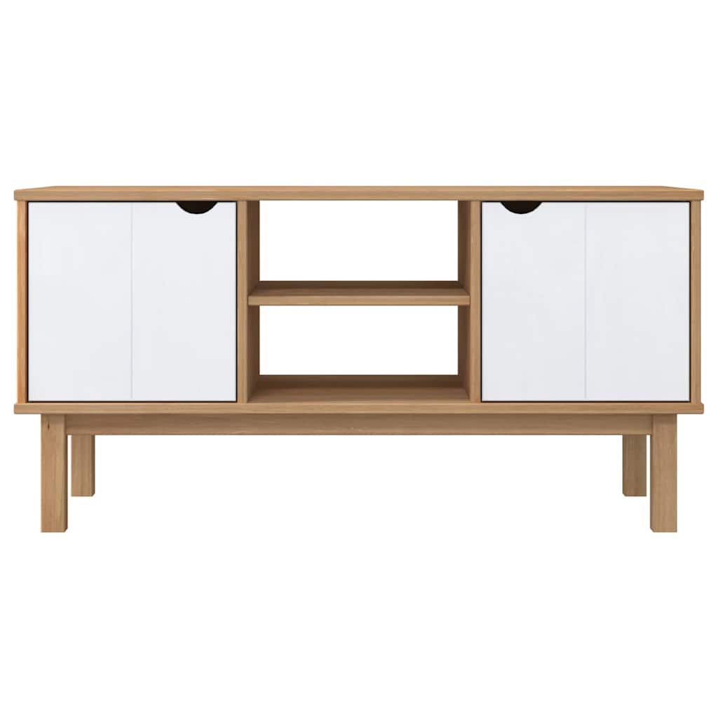 TV Cabinet "OTTA" Brown and White 113,5x43x57cm Solid Wood Pine