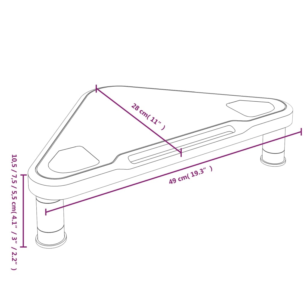 vidaXL Corner Monitor Stand Black 49x28x10.5 cm