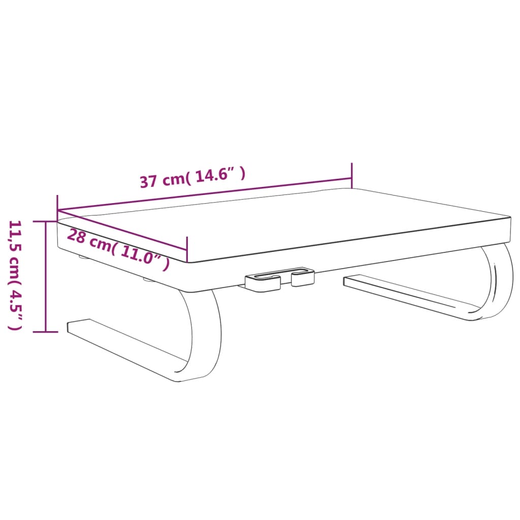 vidaXL Monitor Stand Black 37x28x11.5 cm