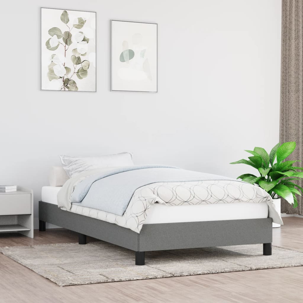 Bed Frame without Mattress Dark Grey 90x190 cm Single Single Fabric