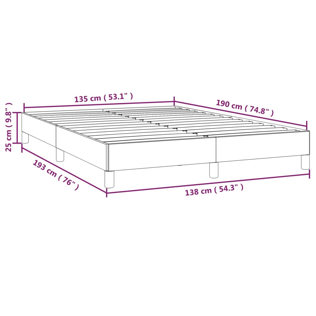 vidaXL Bed Frame without Mattress Dark Grey 135x190 cm Double Double Fabric