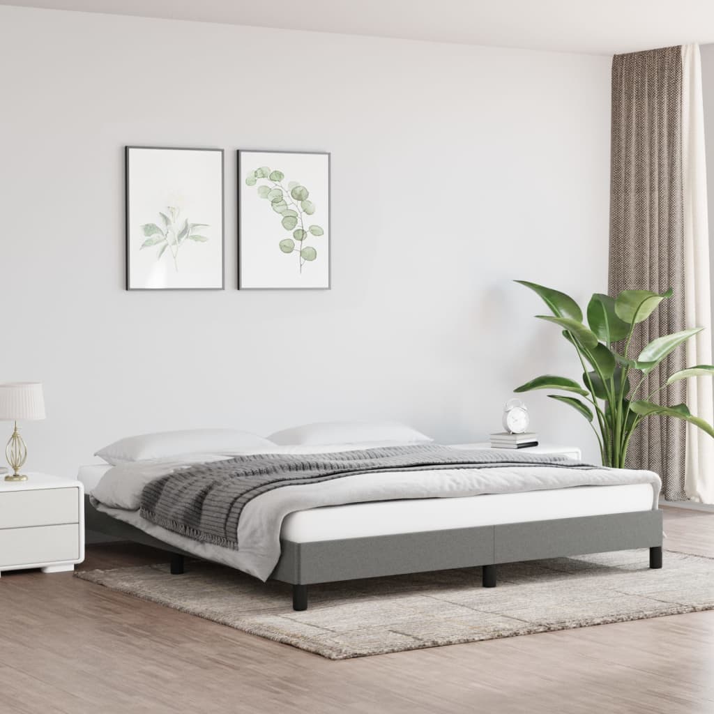 Bed Frame without Mattress Dark Grey Super King Fabric