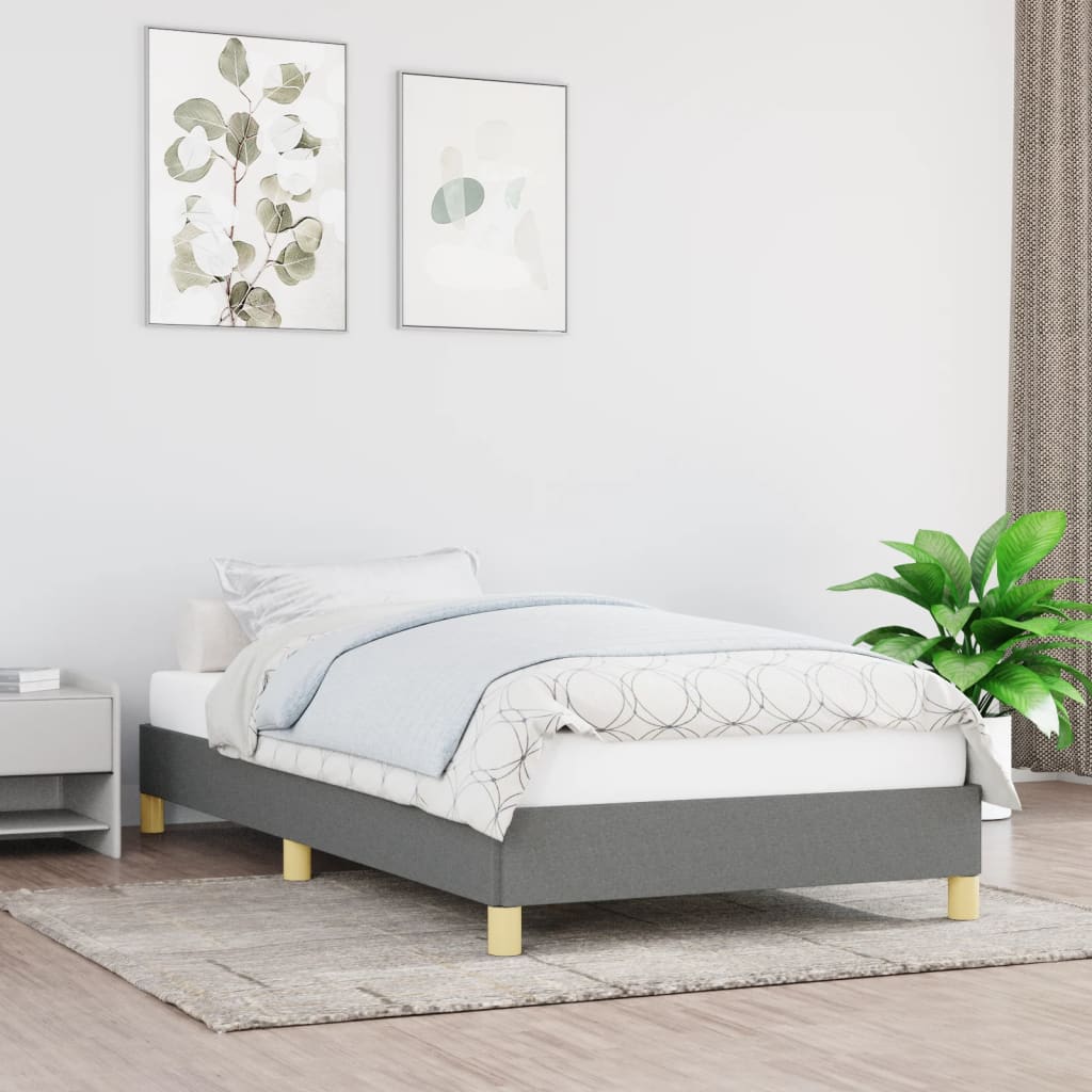 Bed Frame without Mattress Dark Grey 90x190 cm Single Single Fabric