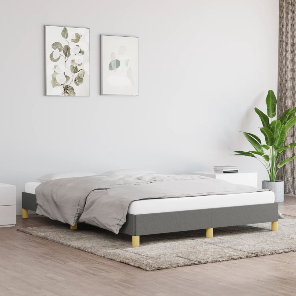 Bed Frame without Mattress Dark Grey 135x190 cm Double Double Fabric