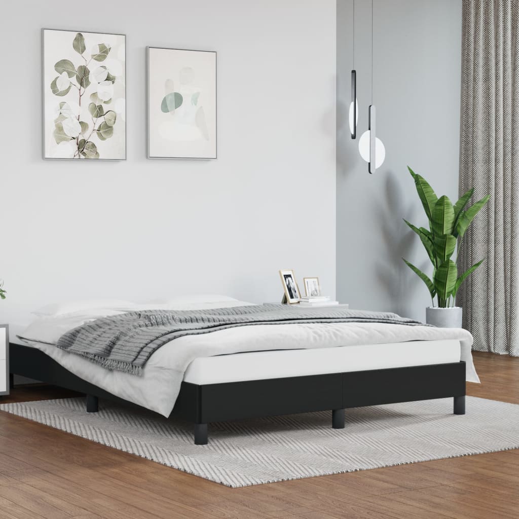 Bed Frame without Mattress Black 135x190 cm Double Double Faux Leather