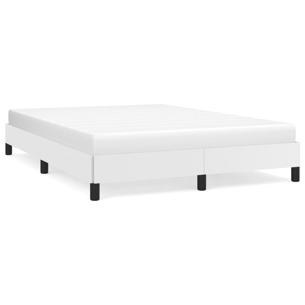 Bed Frame without Mattress White 135x190 cm Double Double Faux Leather