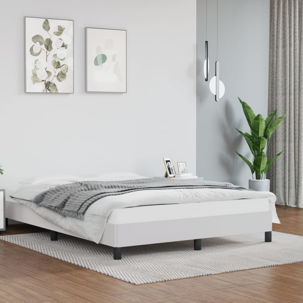 Bed Frame without Mattress White 135x190 cm Double Double Faux Leather