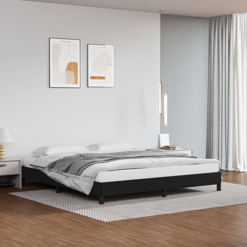 Bed Frame without Mattress Black Super King Faux Leather