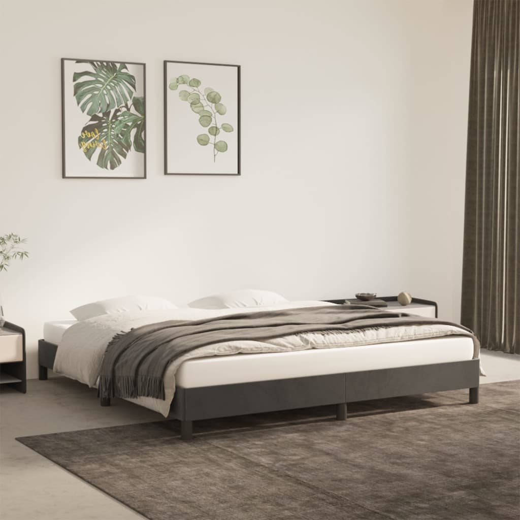 Bed Frame without Mattress Dark Grey Super King Velvet