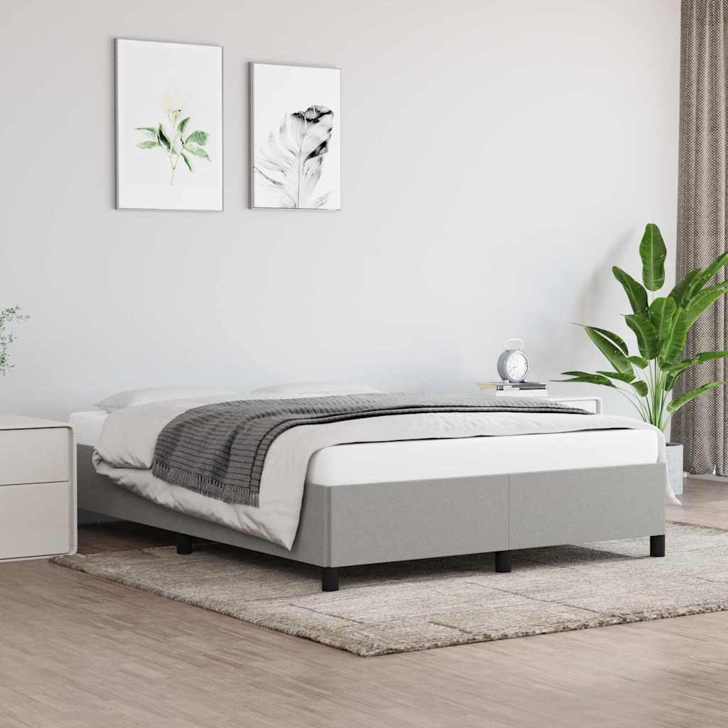 Bed Frame without Mattress Light Grey 135x190 cm Double Double Fabric