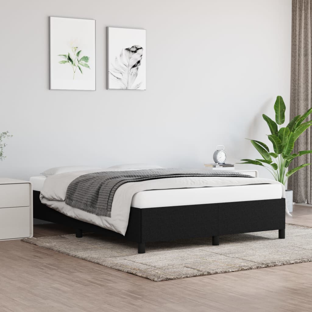 Bed Frame without Mattress Black 135x190 cm Double Double Fabric