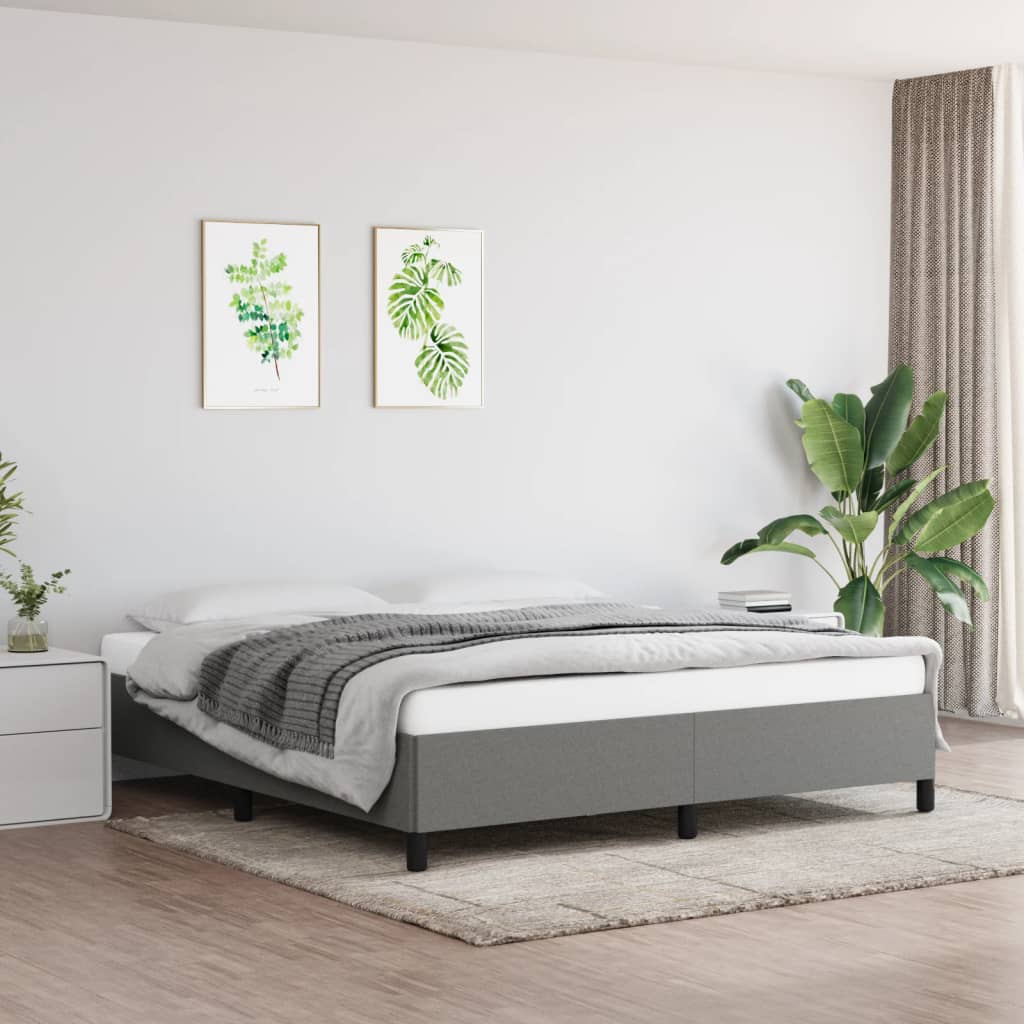 Bed Frame without Mattress Dark Grey Super King Fabric