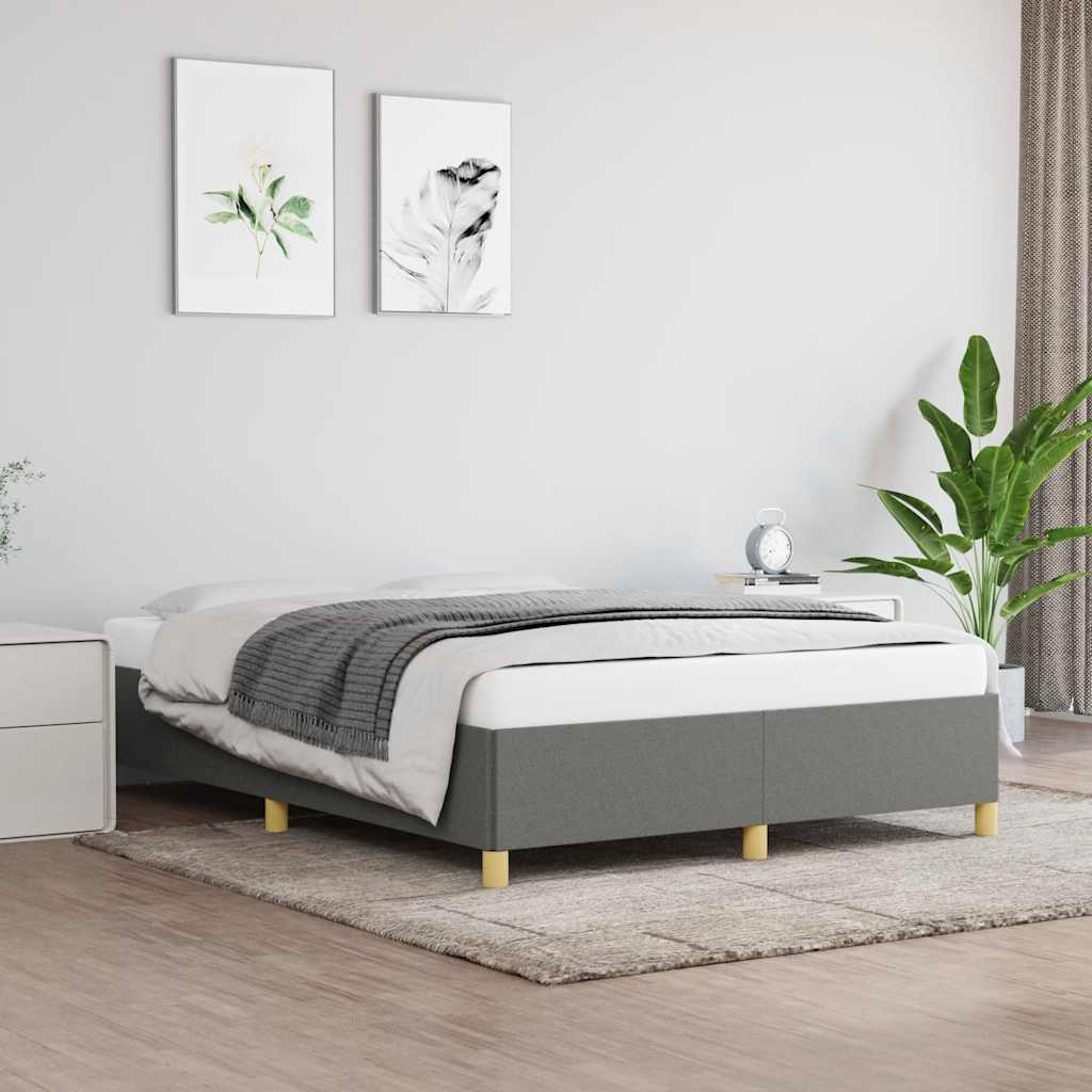 Bed Frame without Mattress Dark Grey 135x190 cm Double Double Fabric