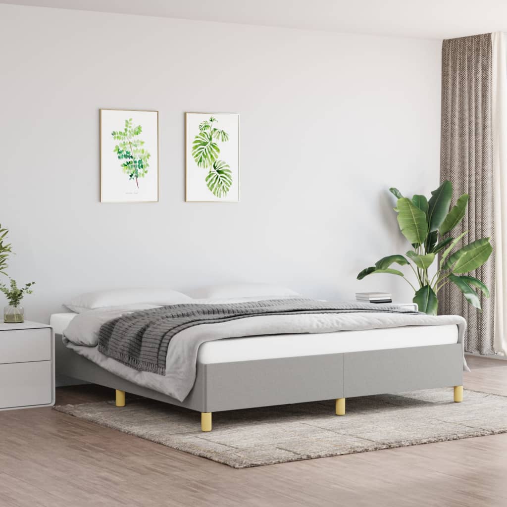 Bed Frame without Mattress Light Grey 180x200cm Super King Fabric