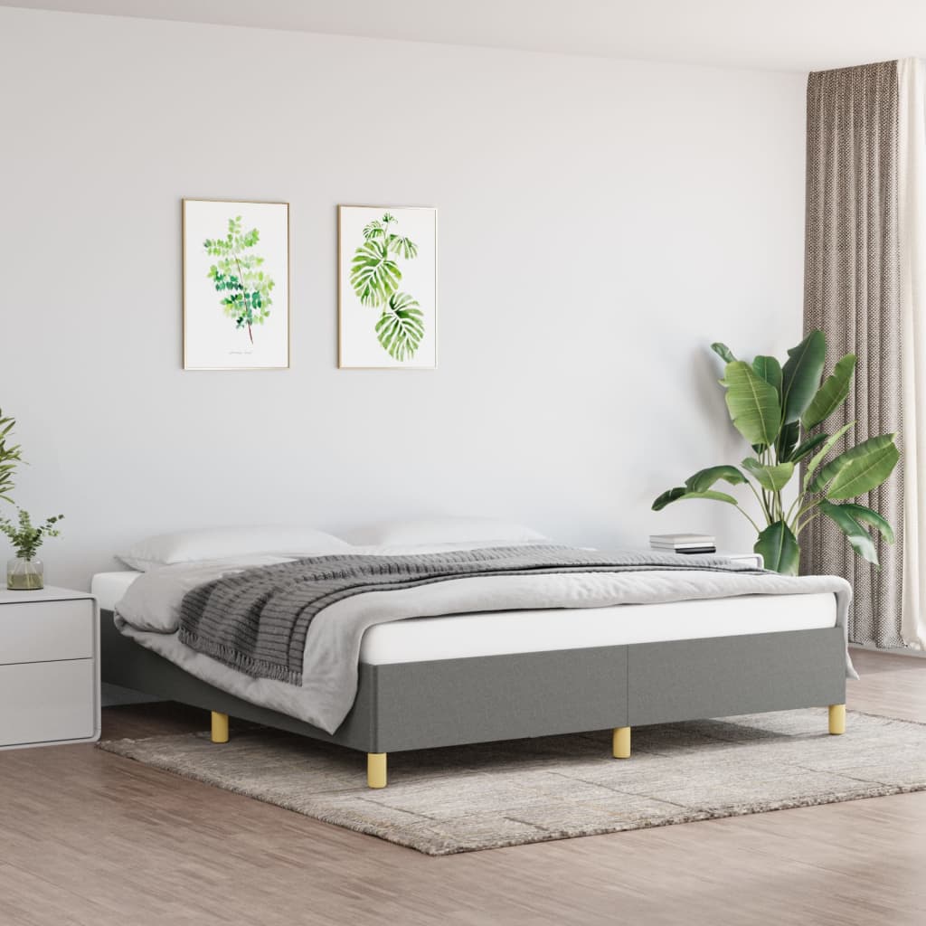 Bed Frame without Mattress Dark Grey 180x200cm Super King Fabric