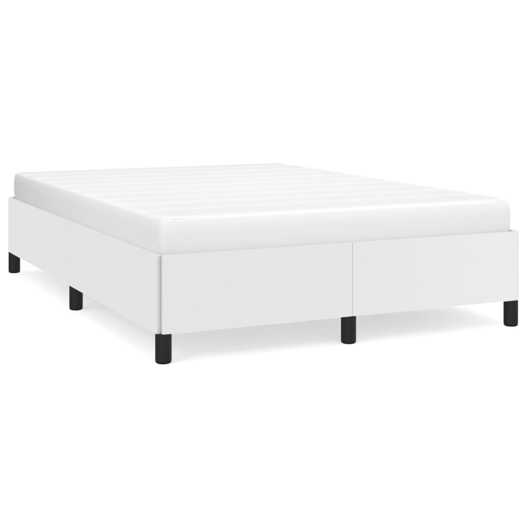 Bed Frame without Mattress White 135x190 cm Double Double Faux Leather