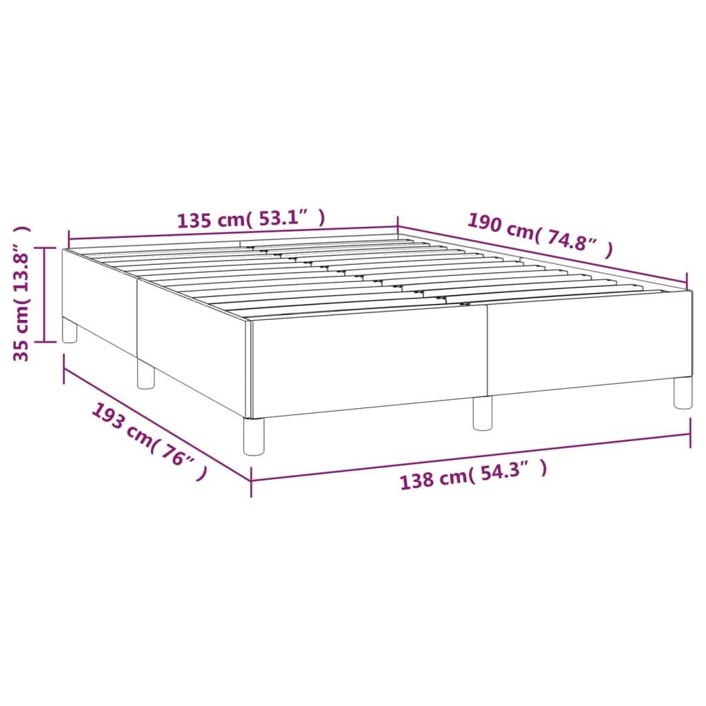 Bed Frame without Mattress White 135x190 cm Double Double Faux Leather