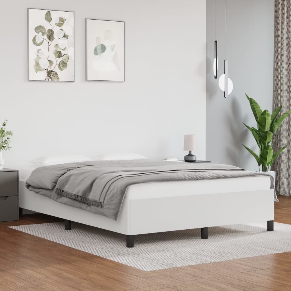 Bed Frame without Mattress White 135x190 cm Double Double Faux Leather