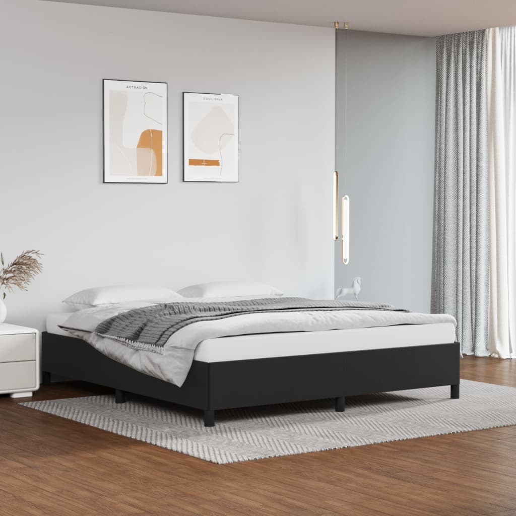 Bed Frame without Mattress Black Super King Faux Leather