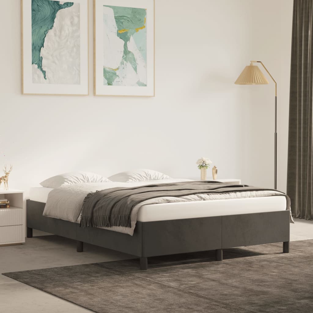 Bed Frame without Mattress Dark Grey 135x190 cm Double Double Velvet