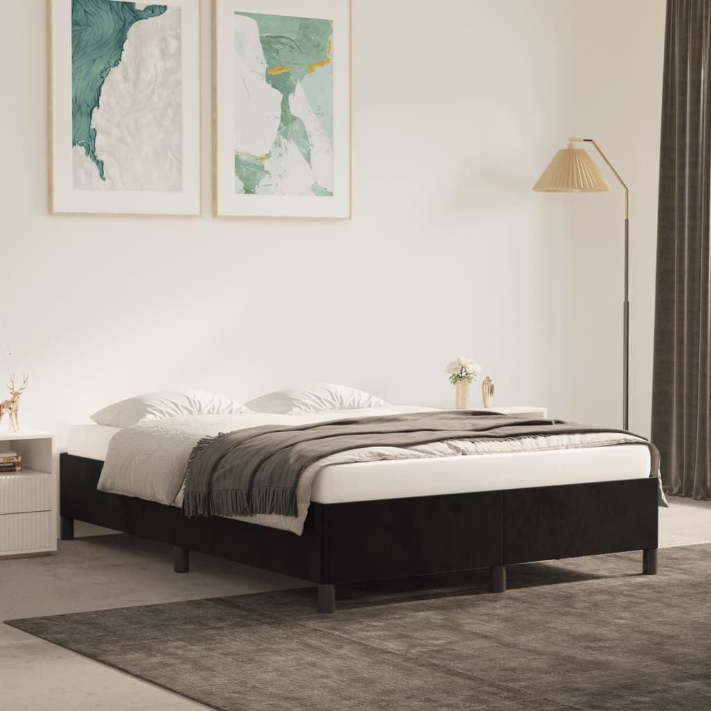 Bed Frame without Mattress Black 135x190 cm Double Double Velvet
