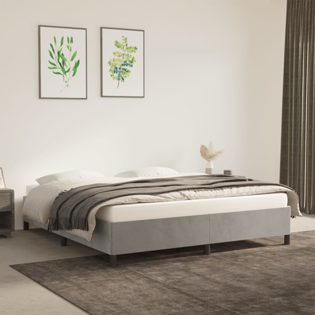 Bed Frame without Mattress Light Grey Super King Velvet