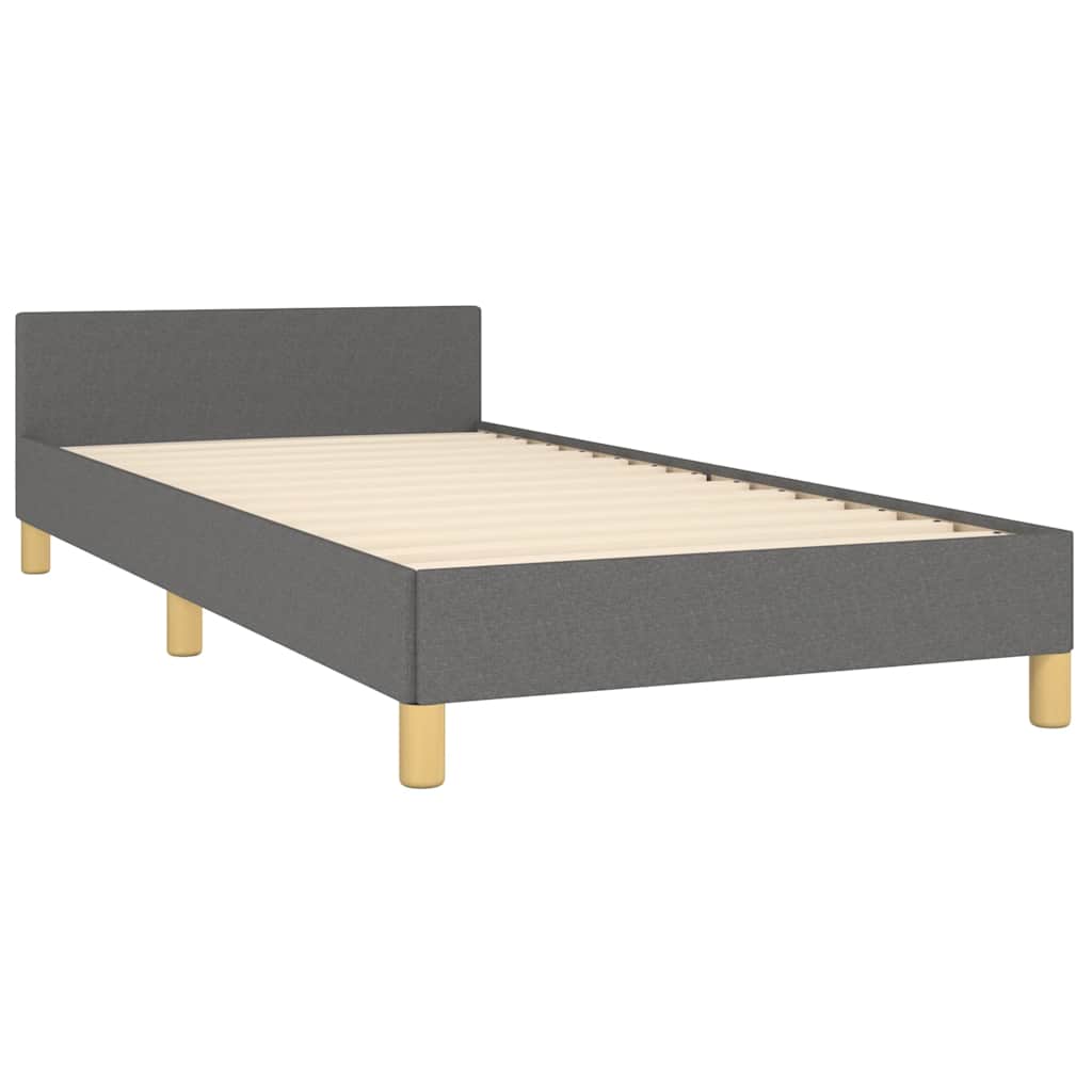 Bed Frame without Mattress Dark Grey 90x190cm Single Fabric