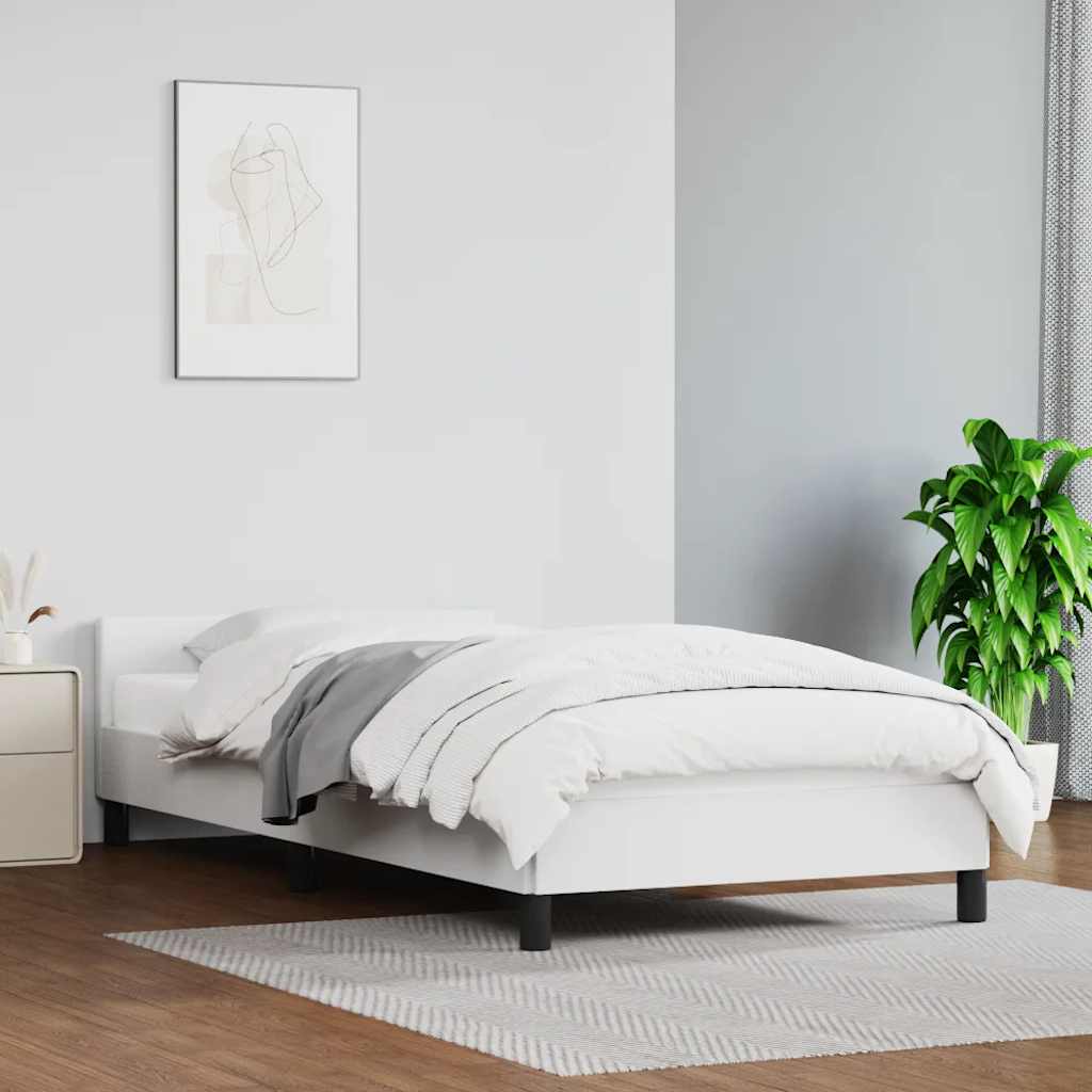 Bed Frame without Mattress White 90x190cm Single Faux Leather